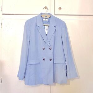 Mango Light Blue Double-Breasted Blazer NWT - Size 14